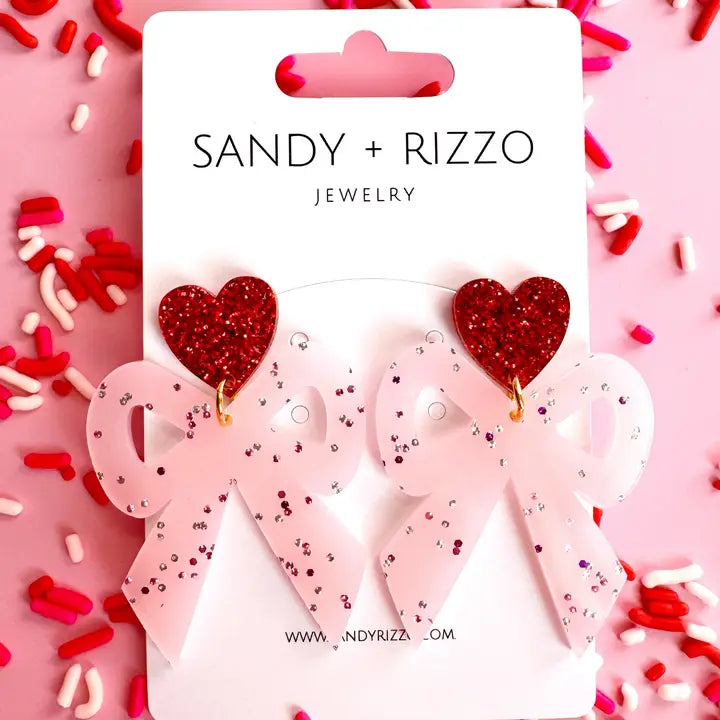 Pink Bow Dangles
