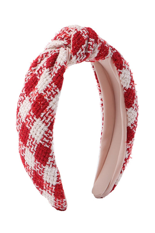 Red & White Buffalo Check Headband