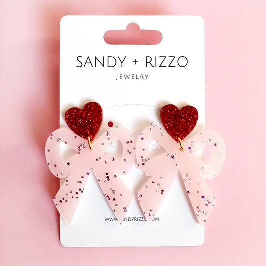 Pink Bow Dangles