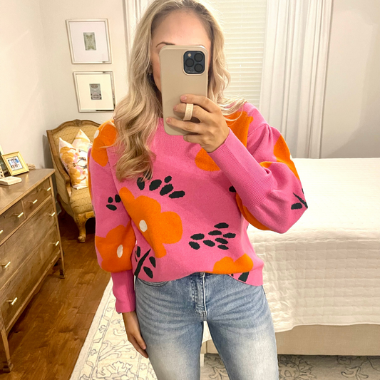 Floral Pink Sweater