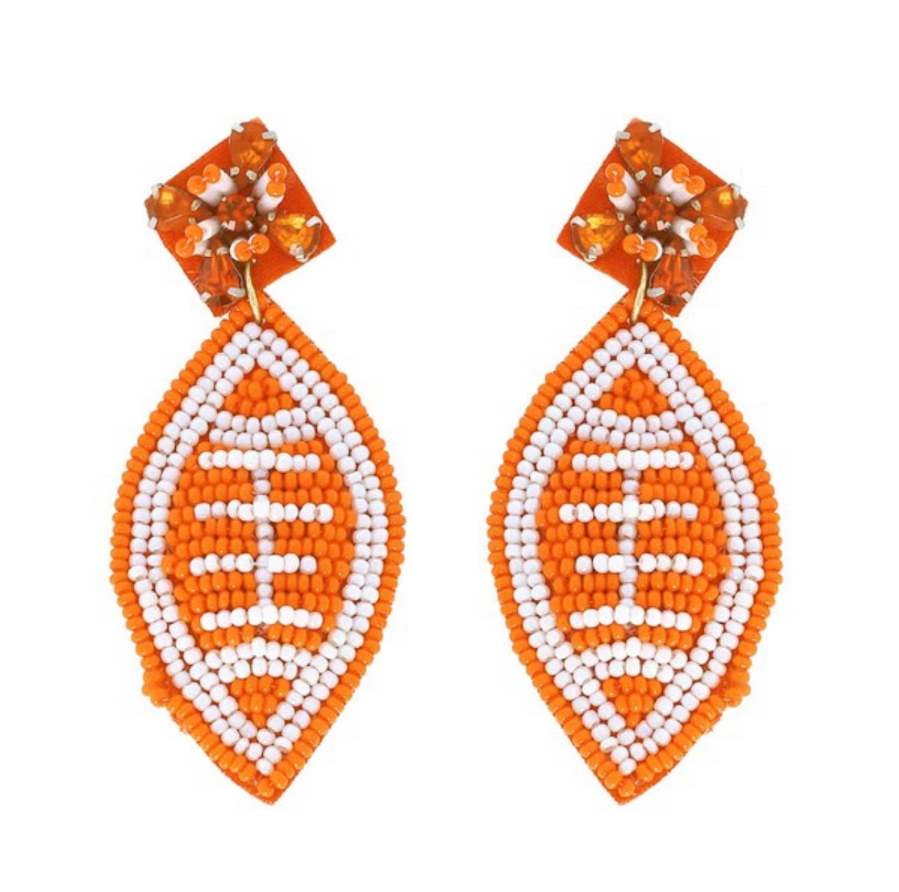 Orange Football Earrings