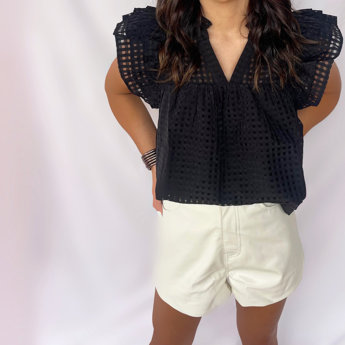 Cream Leather Shorts